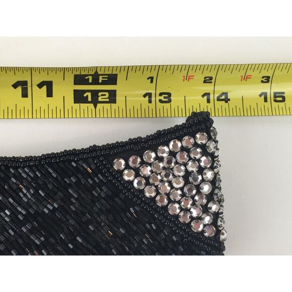 Black Bugle beaded and sequin vintage retro sash belt La Regale Small - Picture 14 of 16